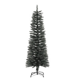 Sapin de Noël artificiel mince avec support Vert 120 cm PVC