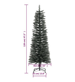 Sapin de Noël artificiel mince avec support Vert 120 cm PVC