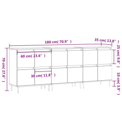 Buffets 3 pcs Chêne marron Bois d'ingénierie