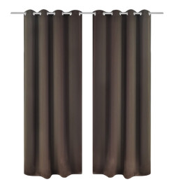 2 pcs Rideau Blackout Occultant Brun avec Œillets en métal 135x245cm