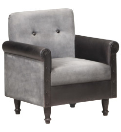 Fauteuil Noir Cuir véritable et toile