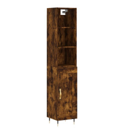 Buffet haut Chêne fumé 34,5x34x180 cm Bois d'ingénierie