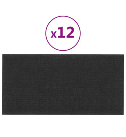 Panneaux muraux 12 pcs Noir 30x15 cm Tissu 0,54 m²