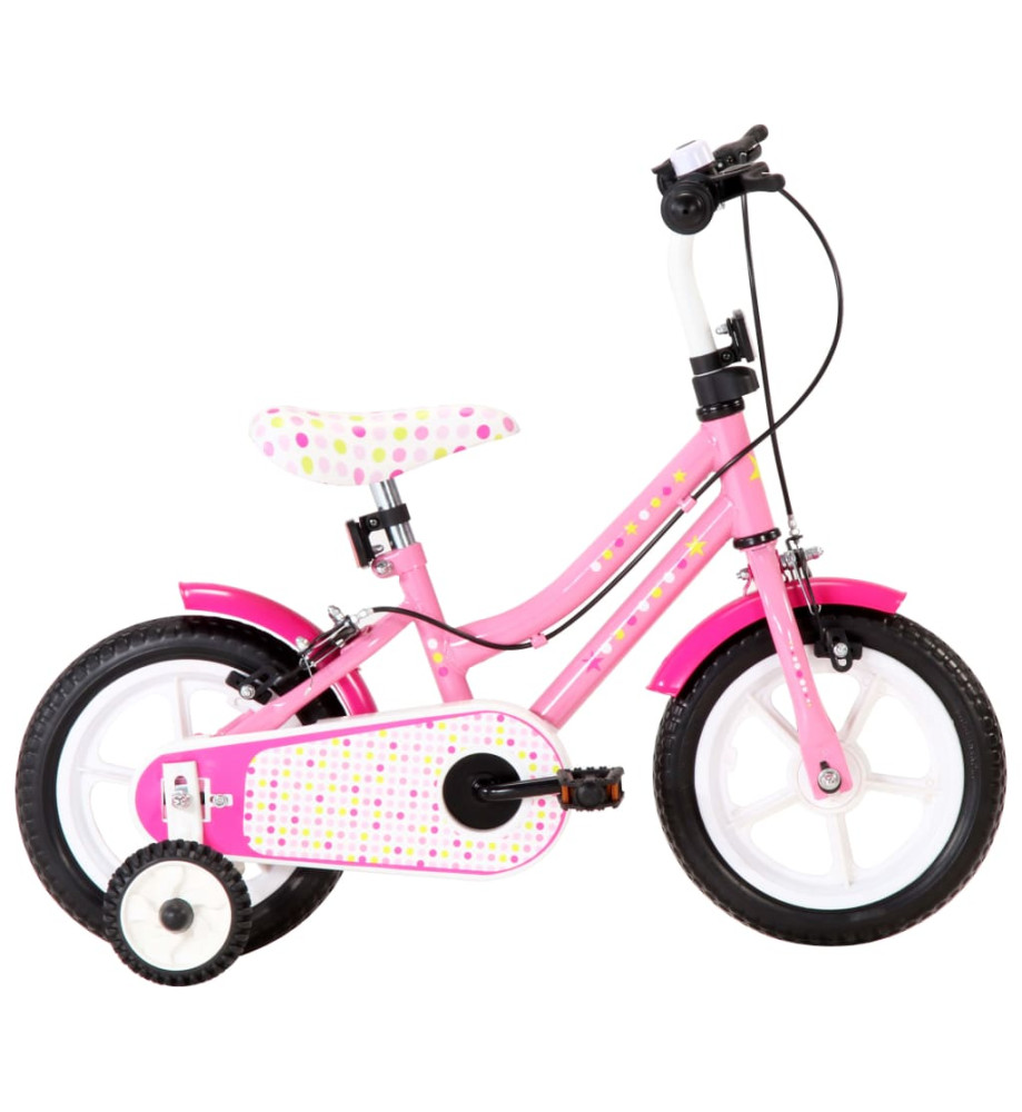 Vélo pour enfants 12 pouces Blanc et rose