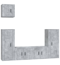 Ensemble de meubles TV 5 pcs Gris béton Bois d'ingénierie