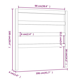 Tête de lit Blanc 106x4x100 cm Bois massif de pin