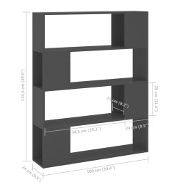 Bibliothèque/Séparateur de pièce Gris 100x24x124 cm