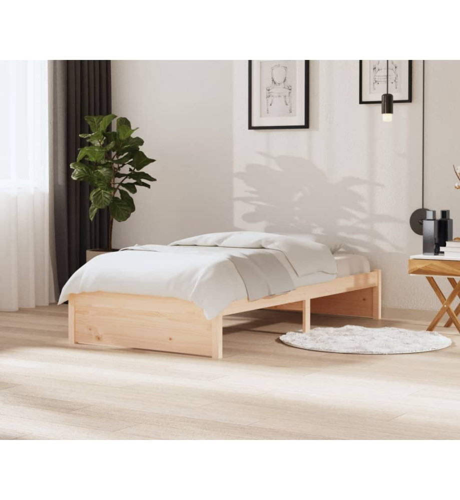Cadre de lit Blanc Bois massif 100x200 cm Cadre de lit Blanc Bois massif 100x200 cm