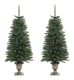 Arbres de Noël artificiels 2 pcs et couronne, guirlande et LED