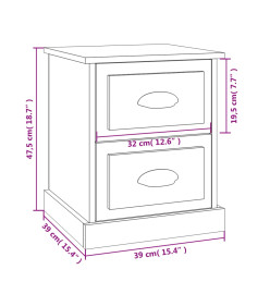 Tables de chevet 2pcs chêne sonoma 39x39x47,5cm bois ingénierie