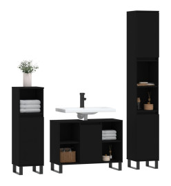 Ensemble de meubles salle de bain 3 pcs noir bois d'ingénierie