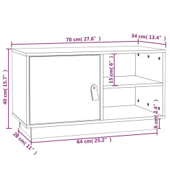 Meuble TV Marron miel 70x34x40 cm Bois de pin massif