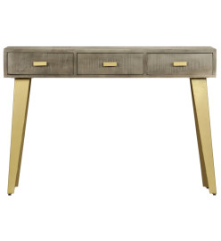 Table console Bois de manguier Gris avec laiton 110x35x76 cm