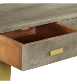 Table console Bois de manguier Gris avec laiton 110x35x76 cm