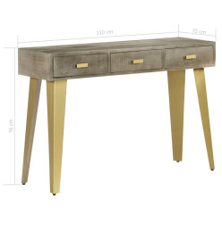 Table console Bois de manguier Gris avec laiton 110x35x76 cm