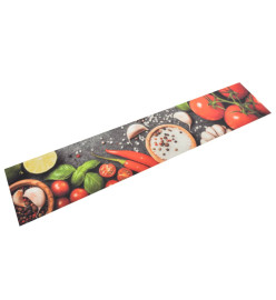 Tapis de cuisine lavable impression légumes 60x300 cm velours