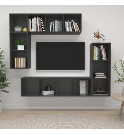 Ensemble de meubles TV 4 pcs Gris Bois d'ingénierie