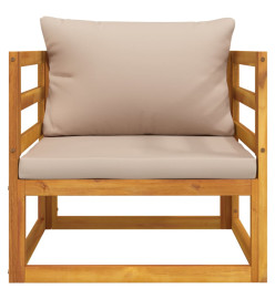 Chaise de jardin avec coussins taupe bois massif d'acacia