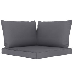 Canapé de jardin 3 places avec coussins anthracite