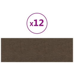 Panneaux muraux 12 pcs Marron 90x30 cm Tissu 3,24 m²