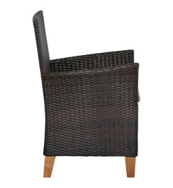 Chaises d'extérieur avec coussins 2 pcs Résine tressée Marron