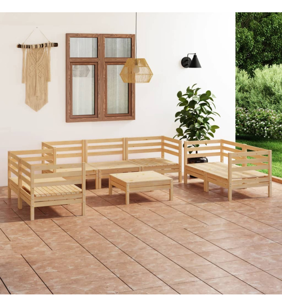 Salon de jardin 8 pcs Bois de pin massif