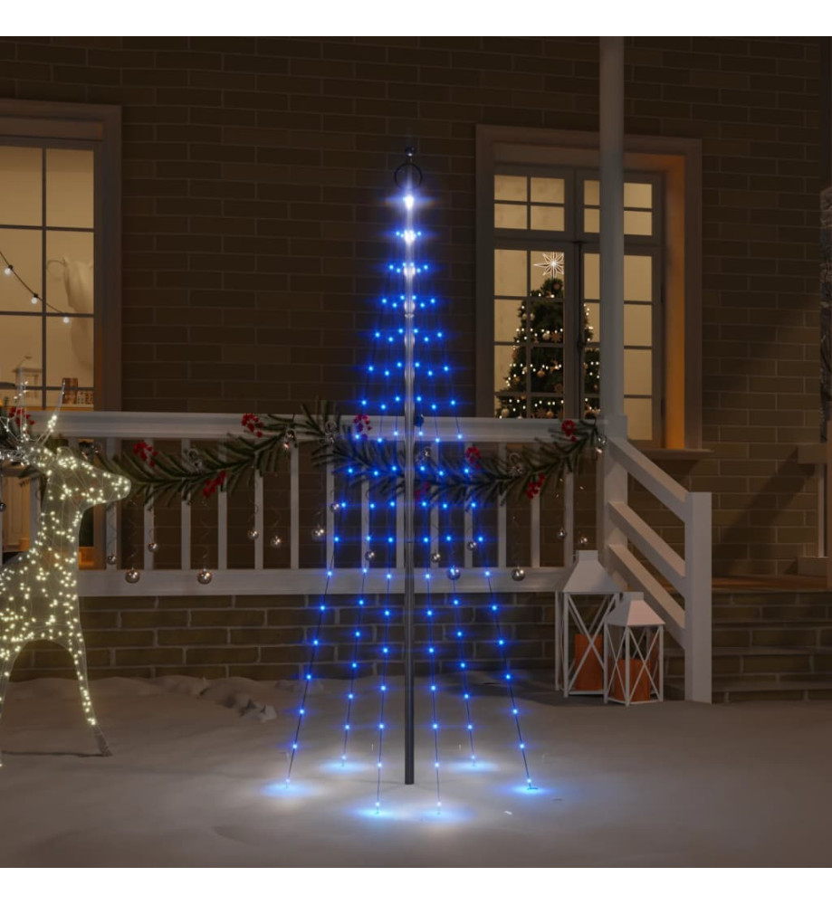 Sapin de Noël sur mât de drapeau 108 LED Bleues 180 cm