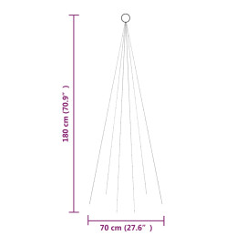 Sapin de Noël sur mât de drapeau 108 LED Bleues 180 cm