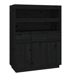 Buffet haut Noir 89x40x116,5 cm Bois massif de pin