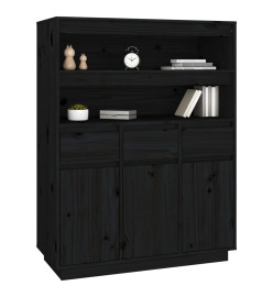 Buffet haut Noir 89x40x116,5 cm Bois massif de pin