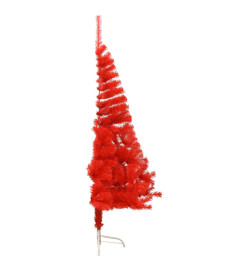 Demi sapin de Noël artificiel avec support Rouge 210 cm PVC