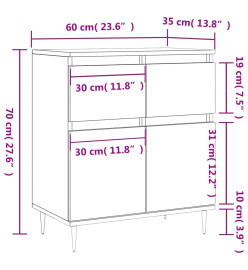 Buffet Blanc 60x35x70 cm Bois d'ingénierie