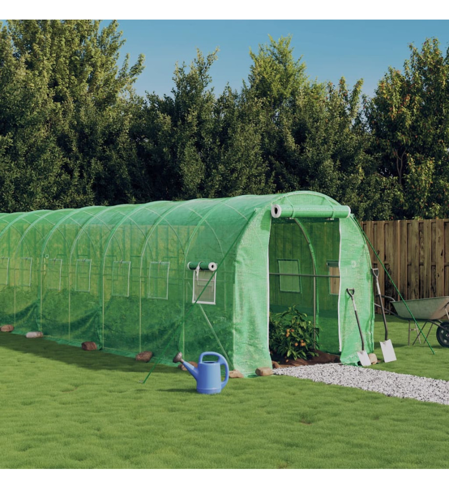 Serre avec cadre en acier vert 32 m² 16x2x2 m