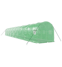 Serre avec cadre en acier vert 32 m² 16x2x2 m