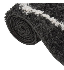 Tapis shaggy à poils longs Crème et anthracite 80x150 cm