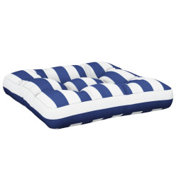 Coussin de palette rayure bleue/blanche 60x61,5x10 cm tissu