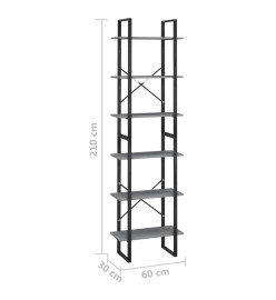 Étagère de rangement Gris 60x30x210 cm Bois de pin massif