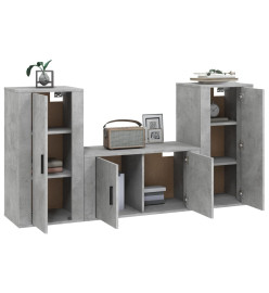 Ensemble de meubles TV 3 pcs Gris béton Bois d'ingénierie