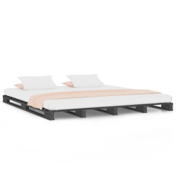 Lit de palette gris 120x200 cm bois de pin massif