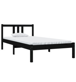 Cadre de lit Noir Bois massif 90x190 cm Simple