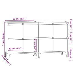 Buffets 2 pcs blanc brillant 60x35x70 cm bois d'ingénierie