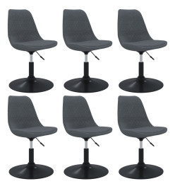 Chaises pivotantes à manger lot de 6 Gris foncé Velours