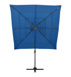 Parasol à 4 niveaux avec mât en aluminium Bleu azuré 250x250 cm