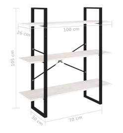 Bibliothèque à 3 niveaux Blanc 100x30x105 cm Bois de pin massif