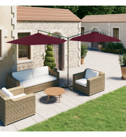 Parasol double avec mât en acier Rouge bordeaux 600 cm