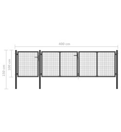 Portail de jardin Acier 400 x 100 cm Anthracite