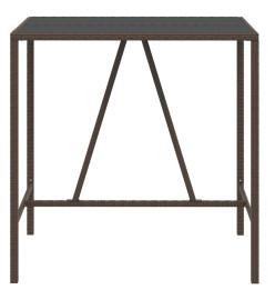 Table de bar et dessus en verre marron 110x70x110 cm poly rotin