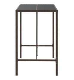 Table de bar et dessus en verre marron 110x70x110 cm poly rotin