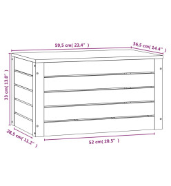 Boîte de rangement Gris 59,5x36,5x33 cm Bois massif de pin