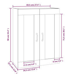 Armoire murale suspendue Chêne fumé 69,5x32,5x90 cm